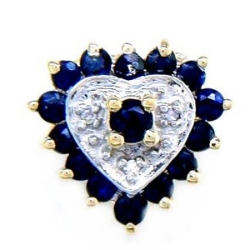 N327 14K HEART SAPPHIRE AND DIAMOND SLIDE 